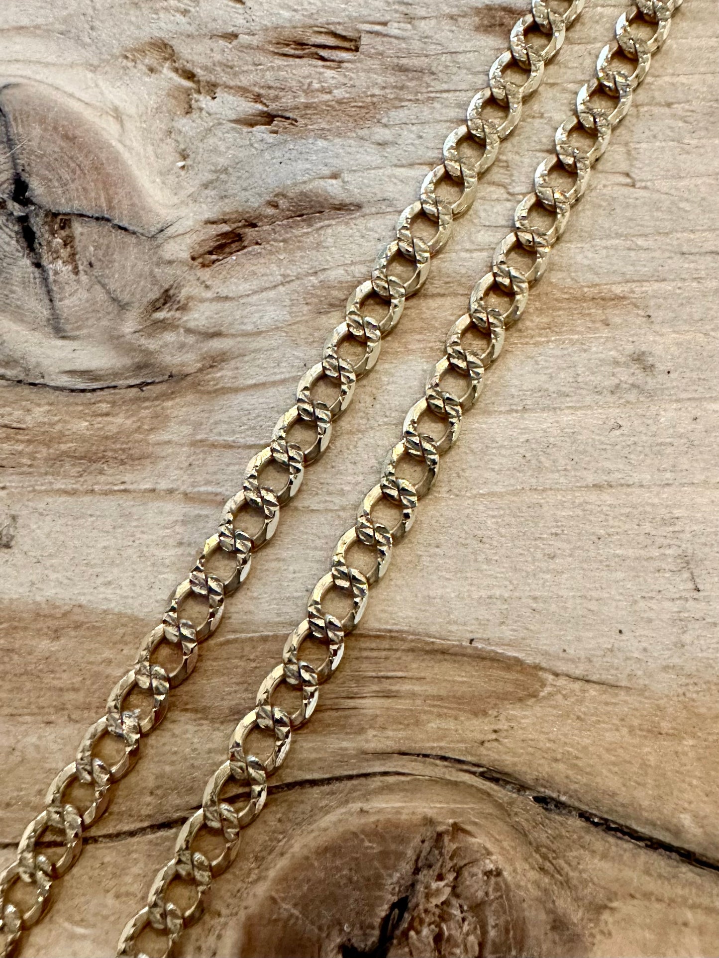 Vintage Textured Curb Chain Gold Italy 925 Silver 19.5 inch Necklace