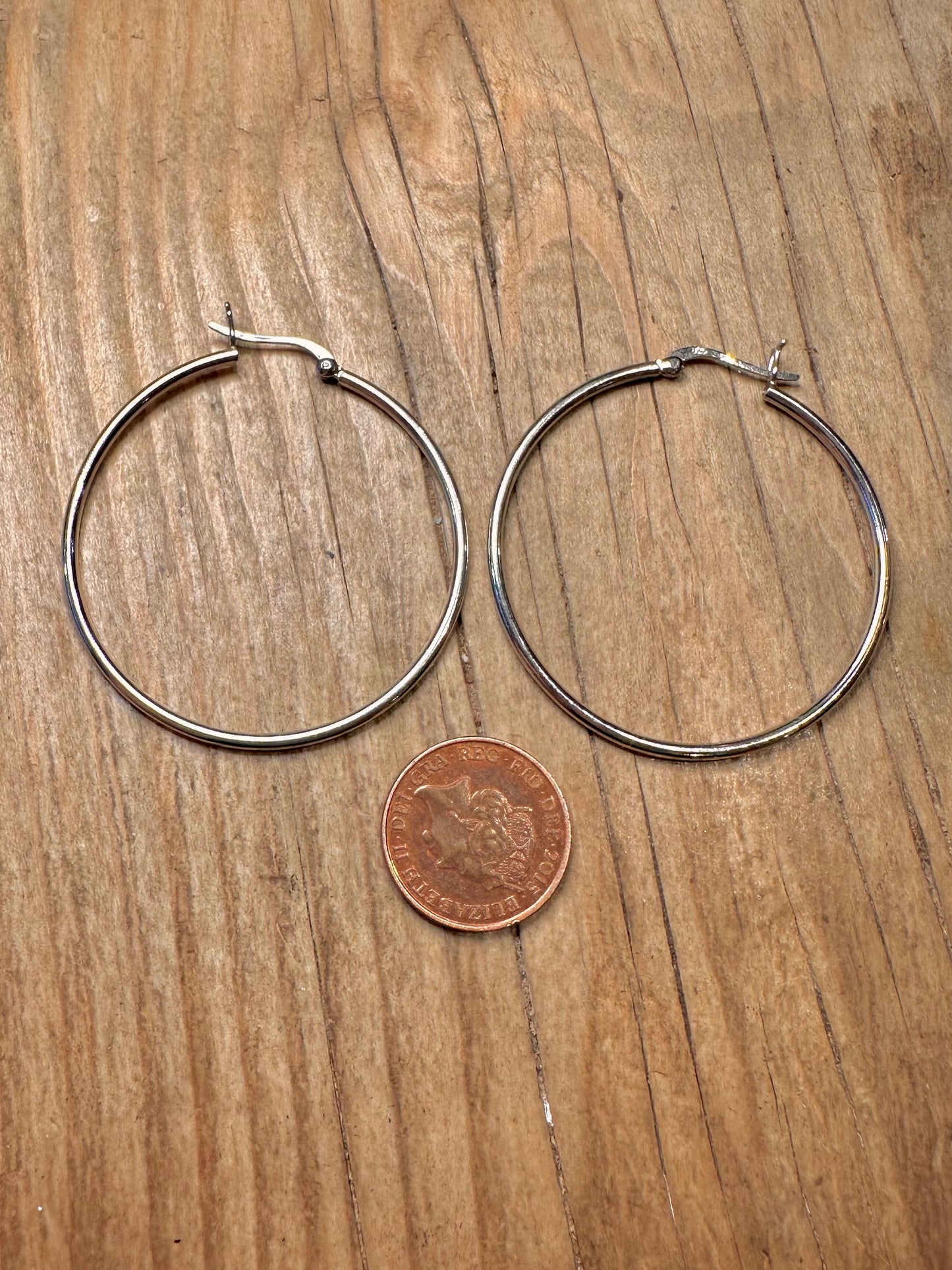 Vintage Large Hoops 925 Sterling Silver Earrings