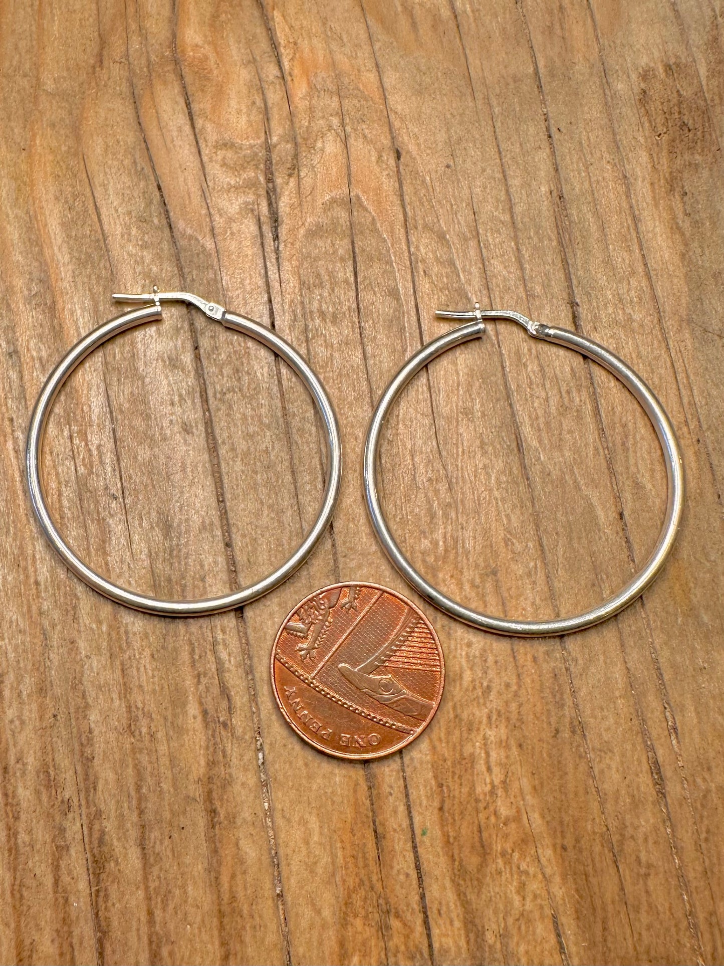 Modern Large Hoops Italy 925 Sterling Silver Earrings