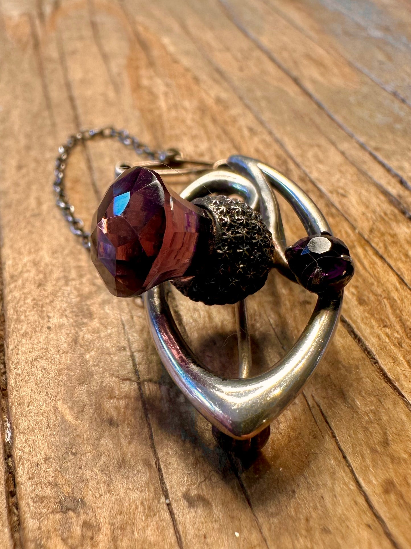 Charles Horner 1900’s Chester Amethyst Arts and Crafts 925 Sterling Silver Brooch
