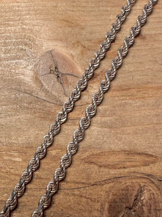 Vintage Rope Chain 925 Silver 19.5 inch Neckace
