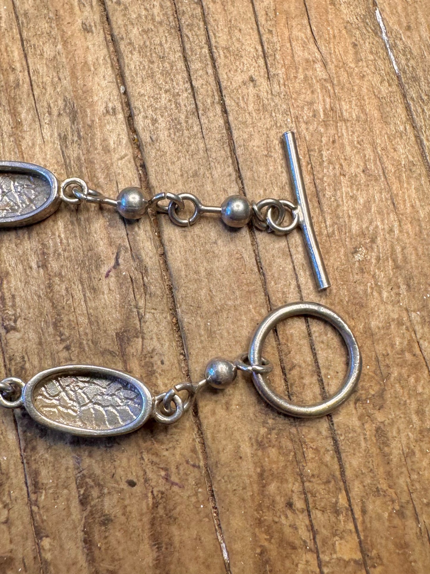 Perlmutt-Einlage, ovale Glieder, 925 Sterling Silber, 19,8 cm Armband