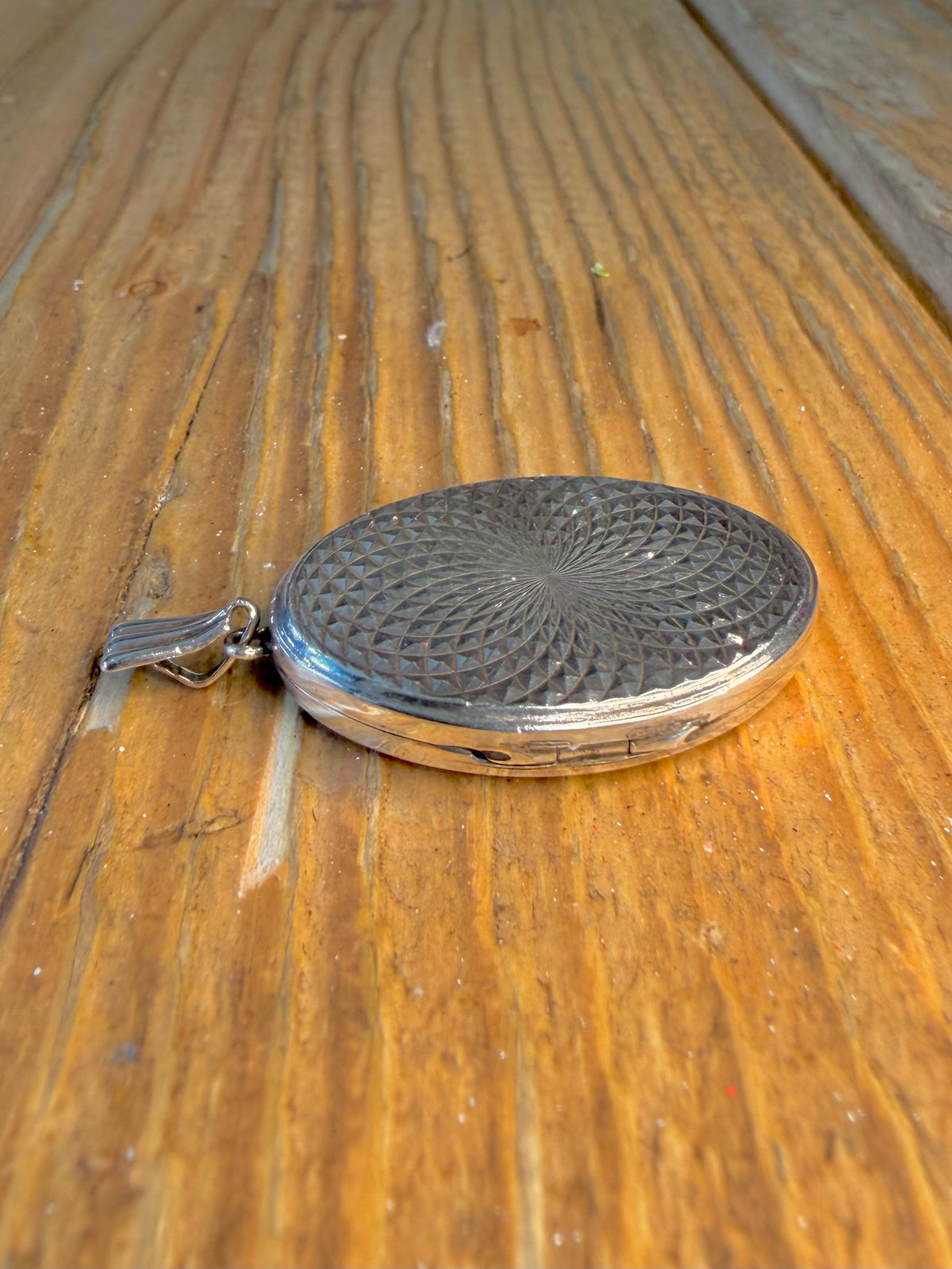 Oval Georg Jensen LTD Diamond Cut Locket 925 Sterling Silver Pendant