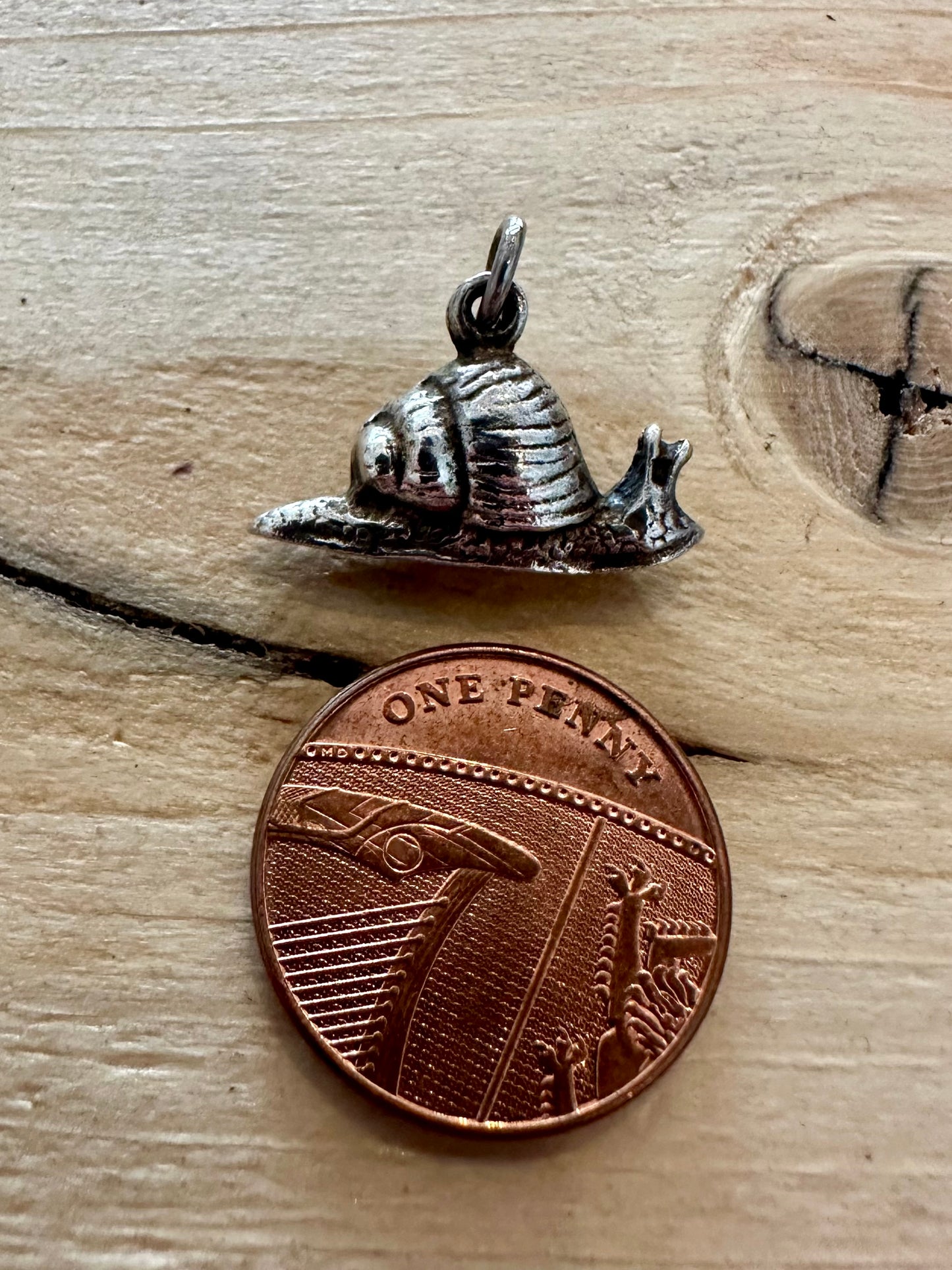 Vintage Snail Solid 925 Silver Charm Pendant