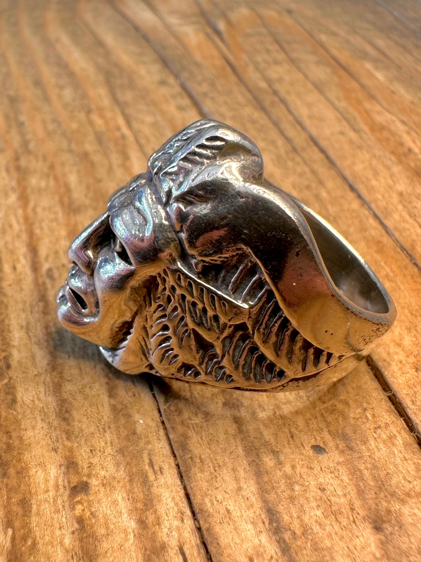 Indianer Kopf 925 Sterling Silber Ring Größe P