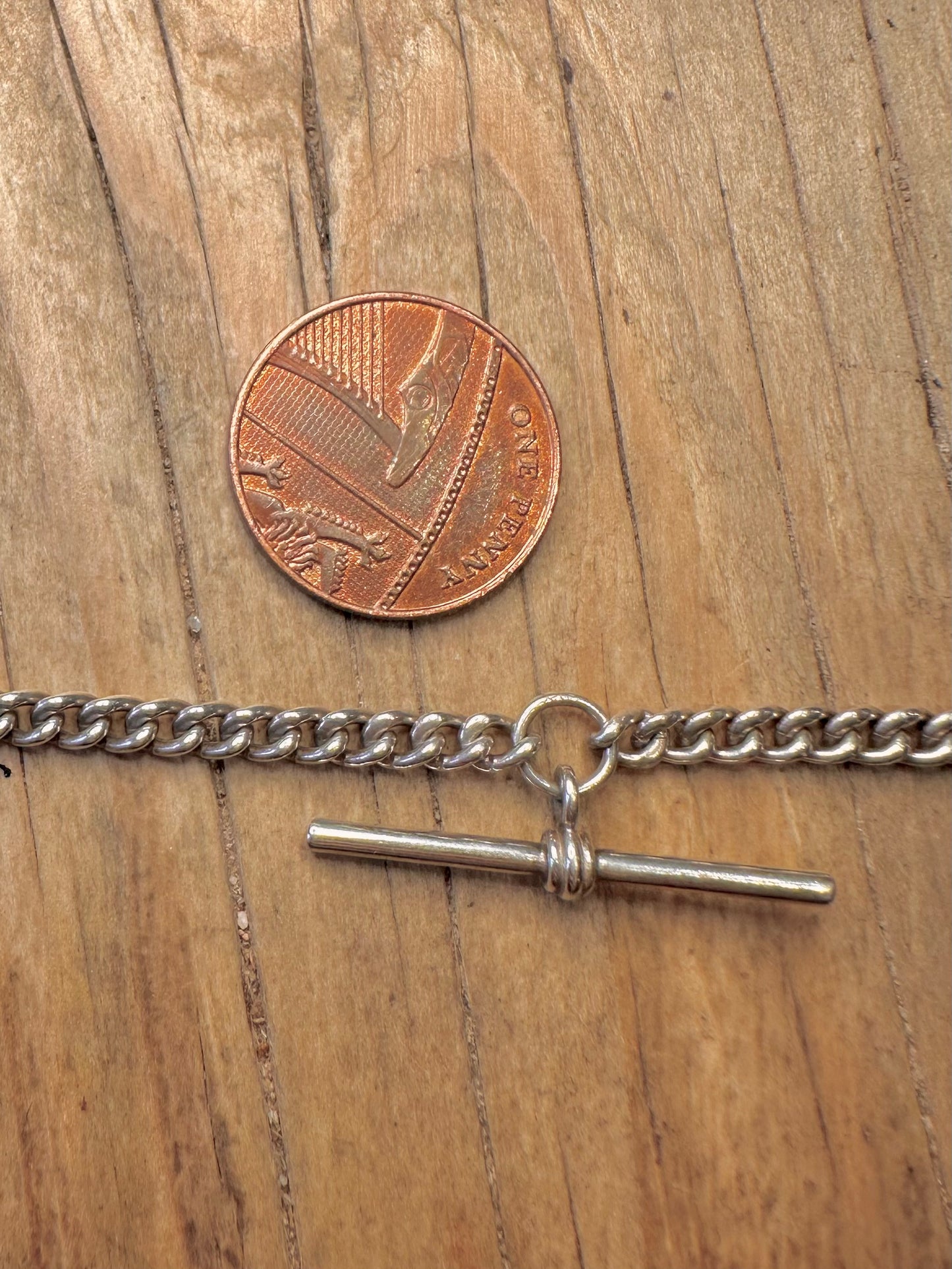 Vintage Albert Chain T Bar 925er Sterlingsilber 47 cm Halskette