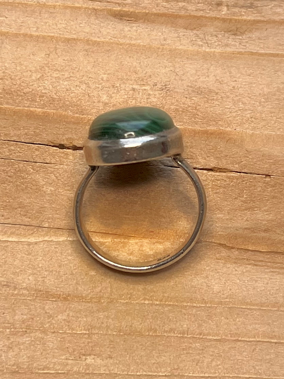 Oval Malachite 925 Sterling Silver Size O Ring