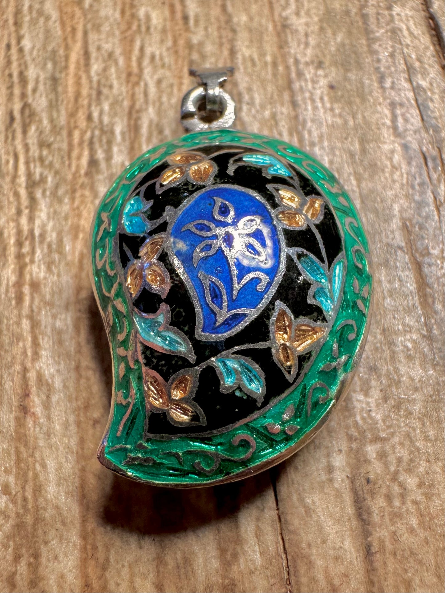 Vintage Emaille Cloisonné 925 Sterling Silber Anhänger