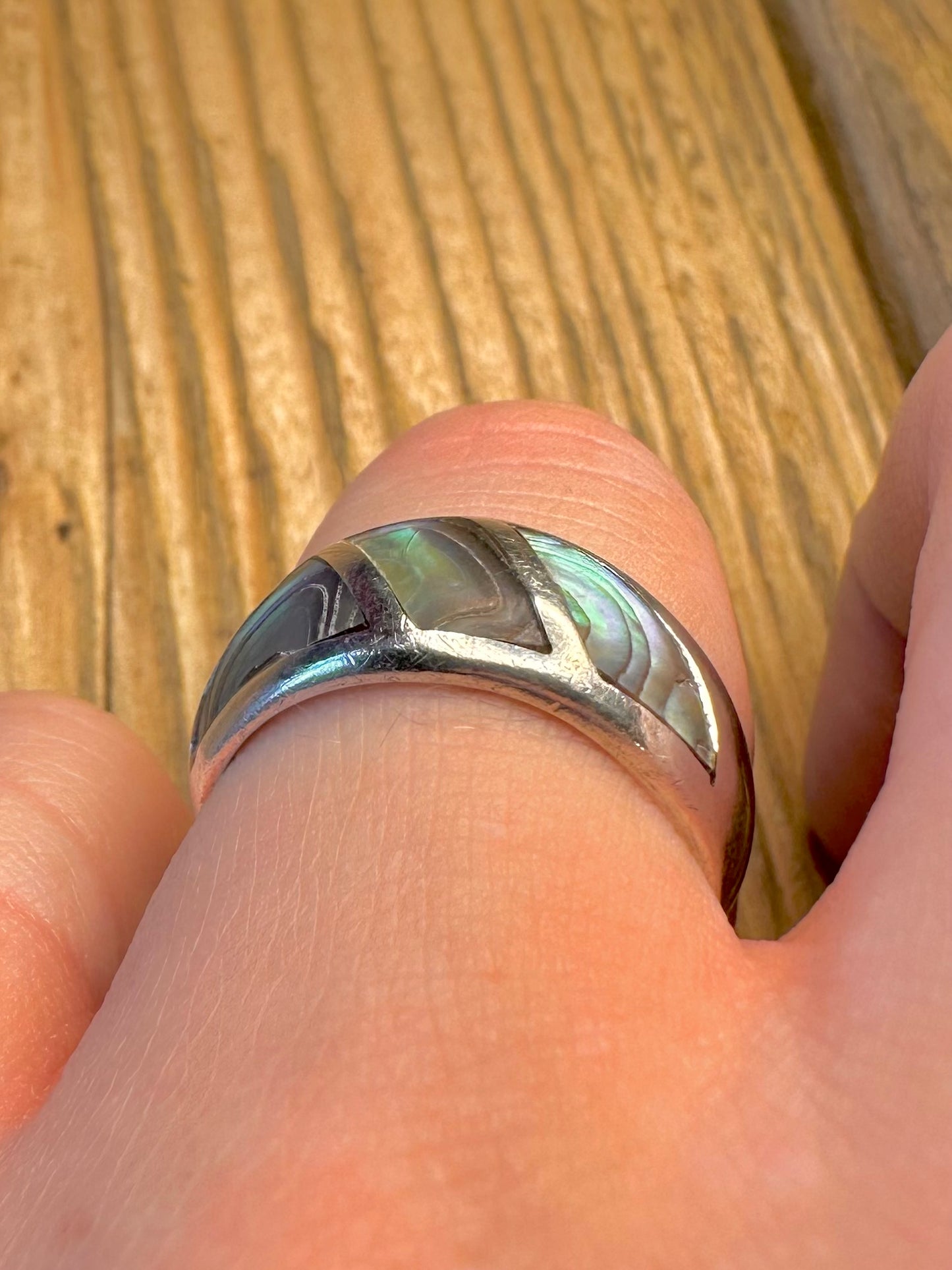 Abalone Inlay Dome 925 Sterling Silver Size P1/2 Ring