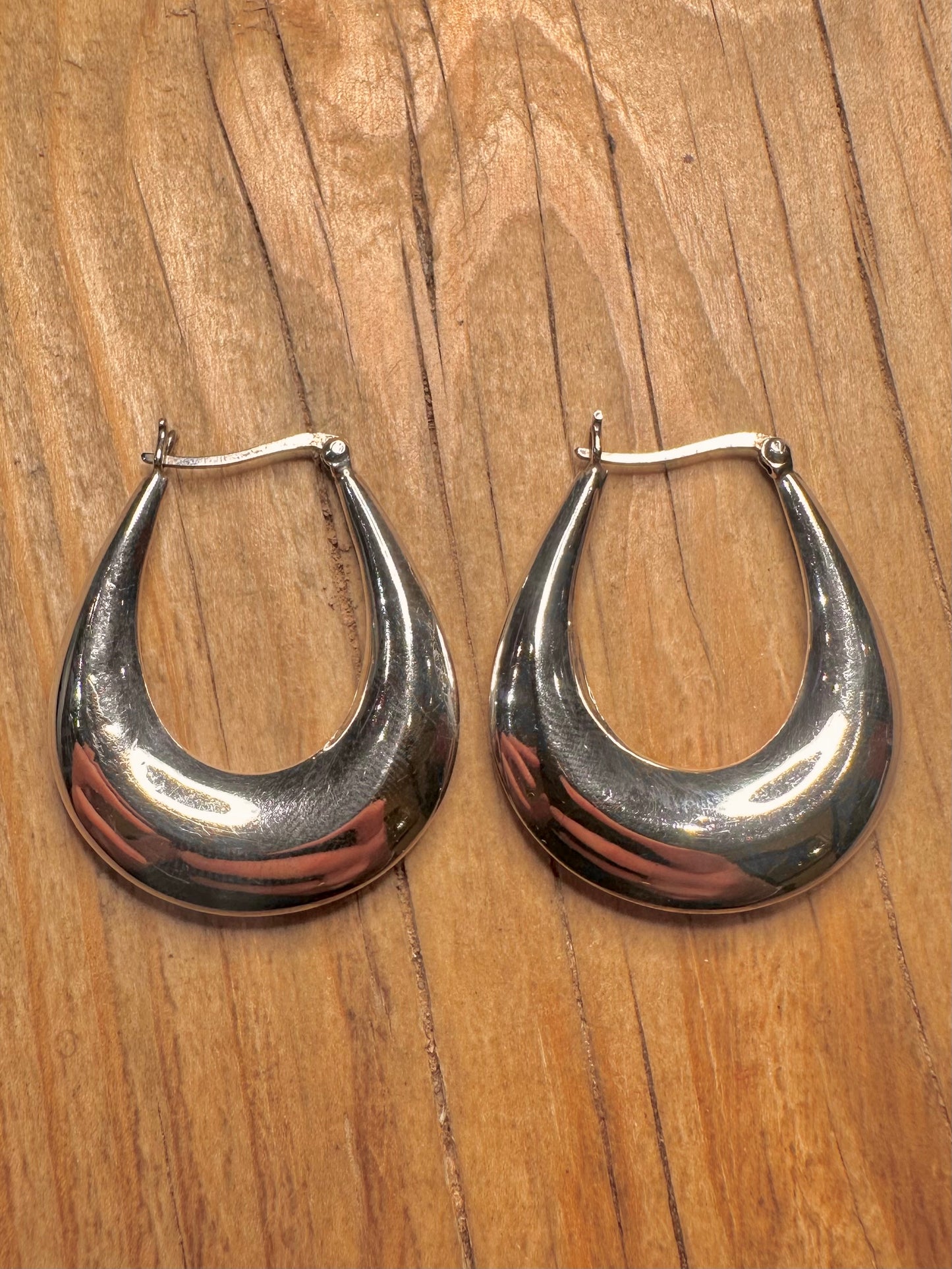 Vintage Chunky Hoops 925 Sterling Silver Earrings
