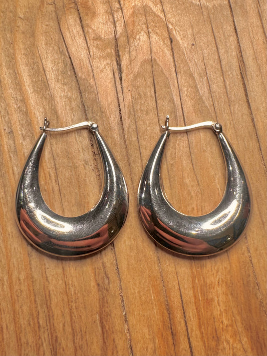 Vintage Chunky Hoops 925 Sterling Silver Earrings