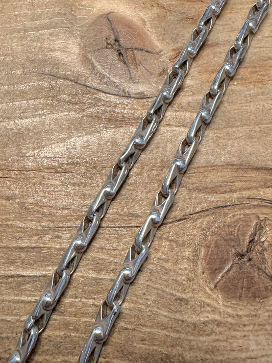 Vintage Abstract Unique Bar Link 925 Silver 15.3 inch Necklace
