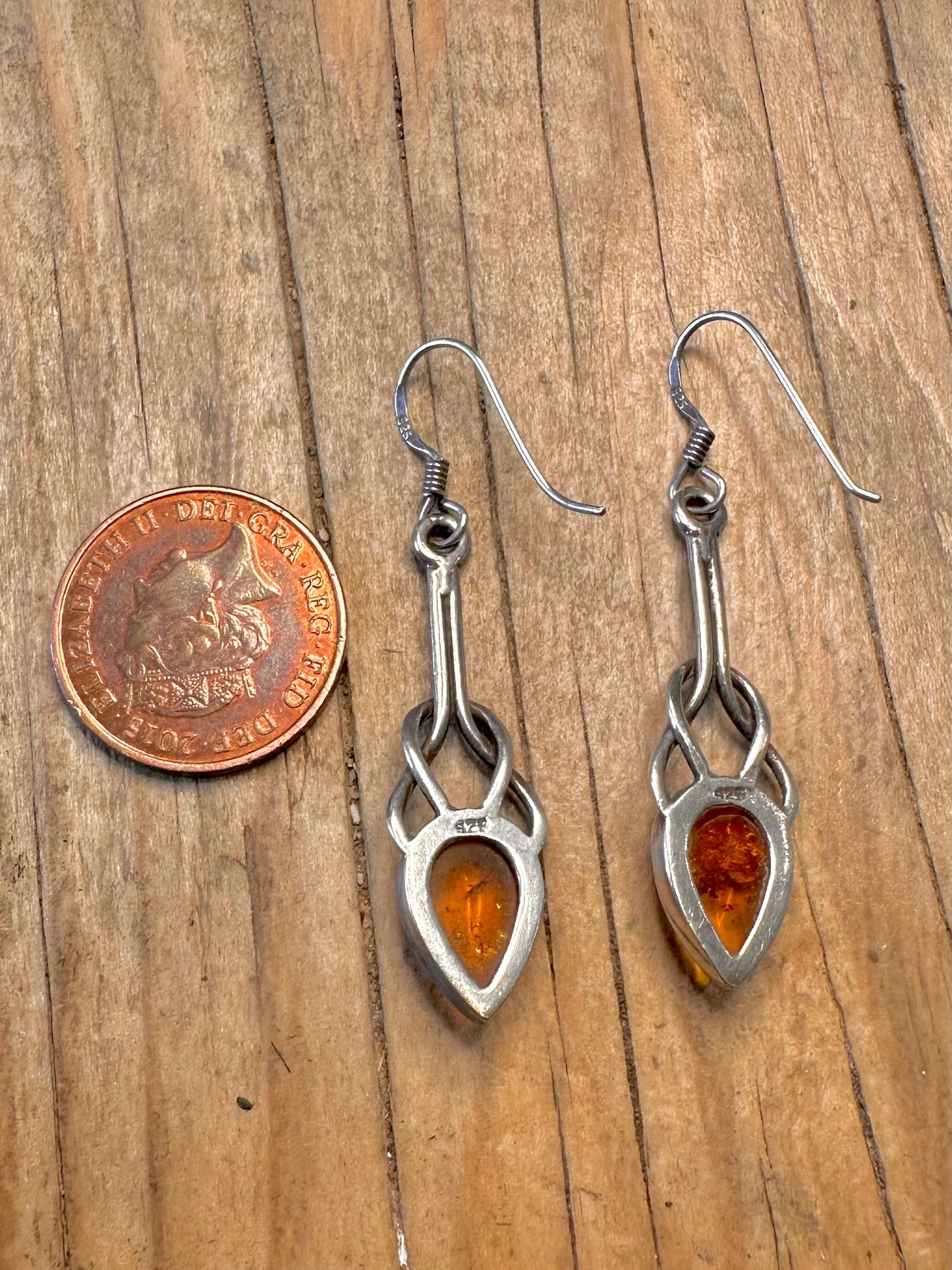 Vintage Bernsteine Ohrhänger aus 925 Sterling Silber