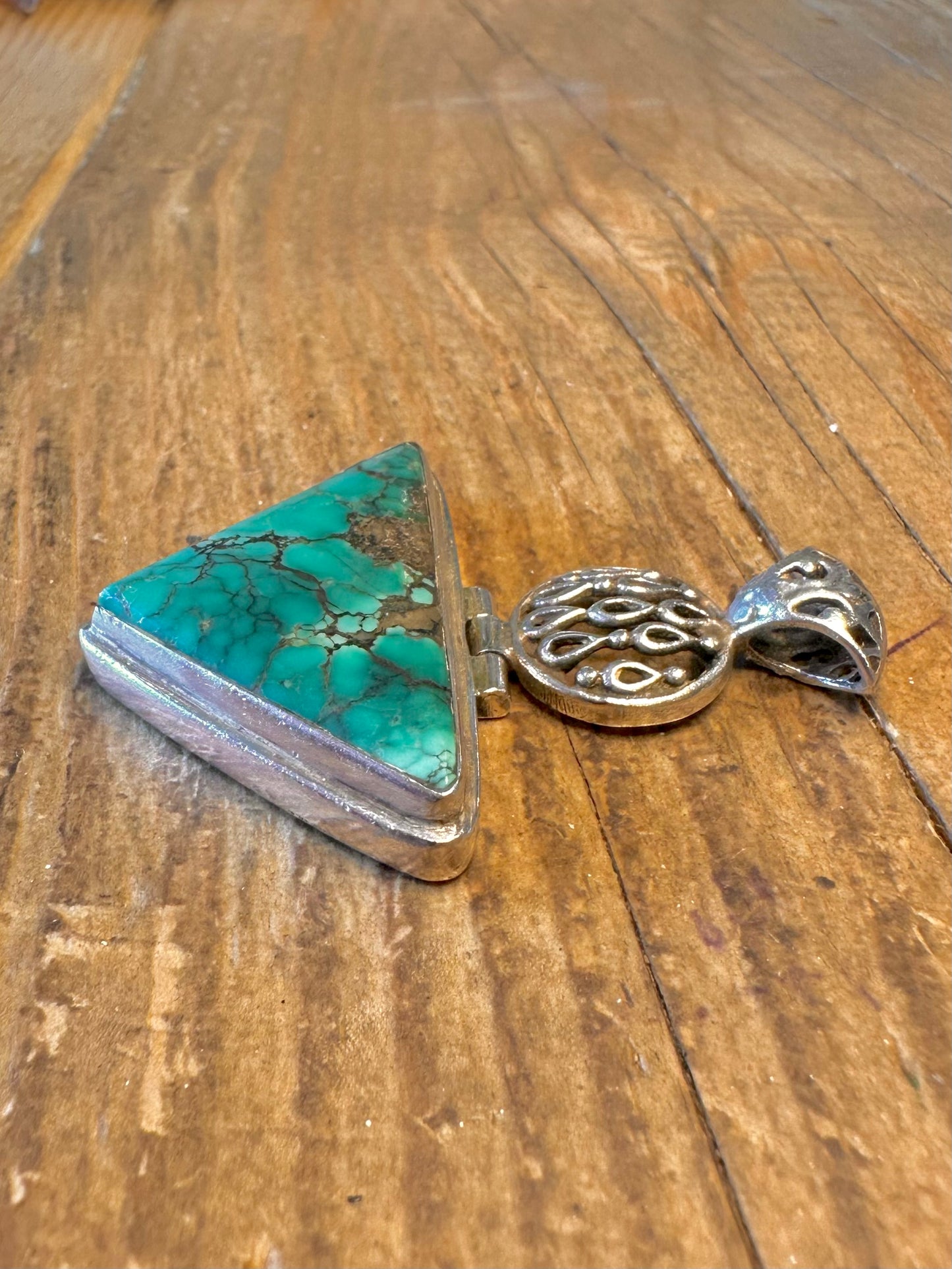 Turquoise Triangle Decorative 925 Sterling Silver Pendant