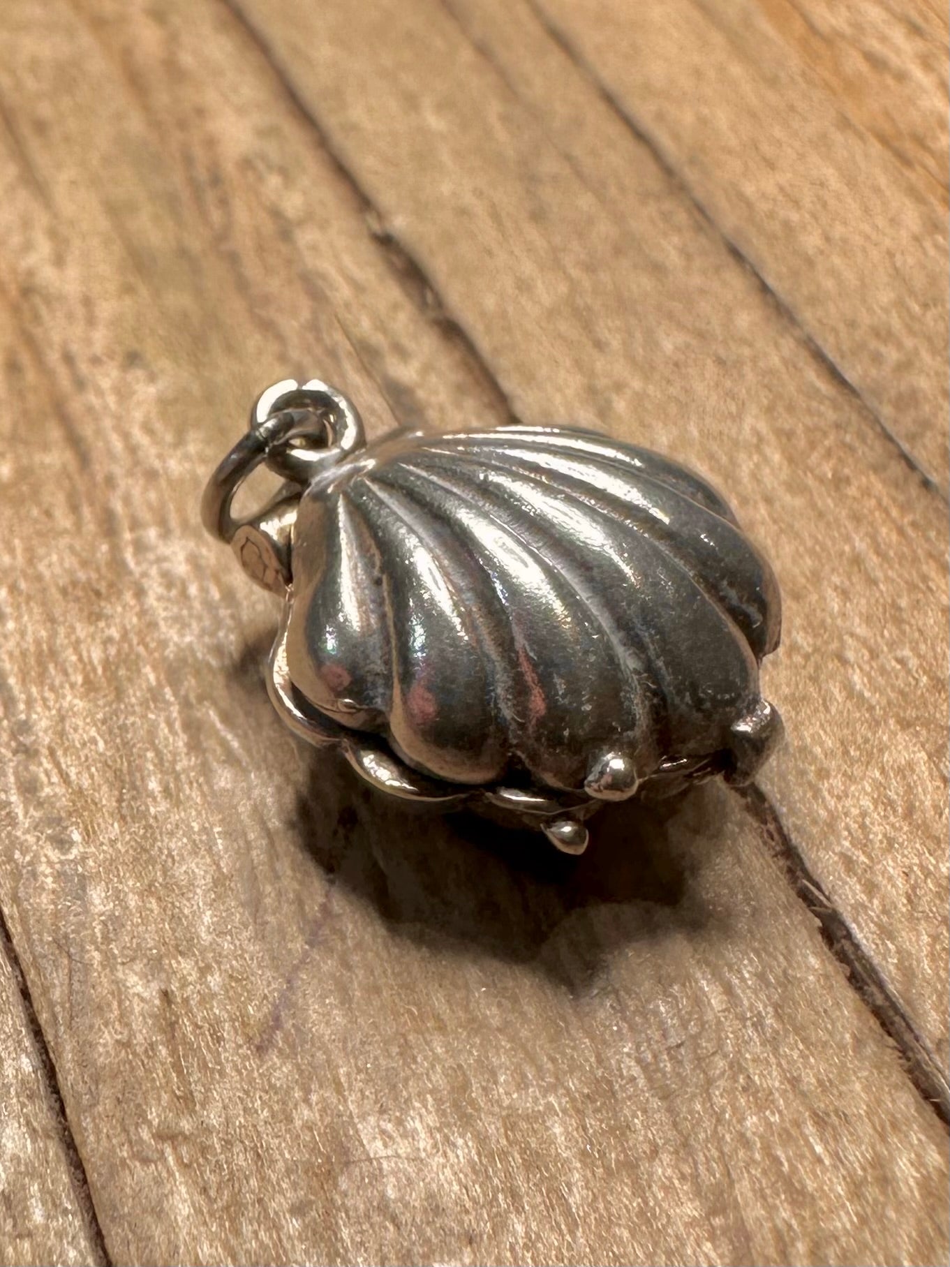 Vintage Shell with Pearl 925 Sterling Silver Charm Pendant