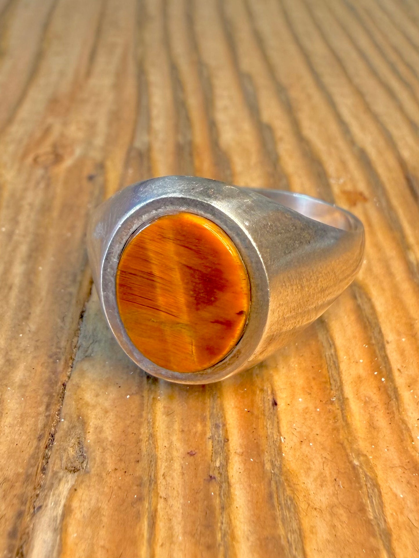 Tigers Eye Signet 925 Sterling Silver Size Z Ring