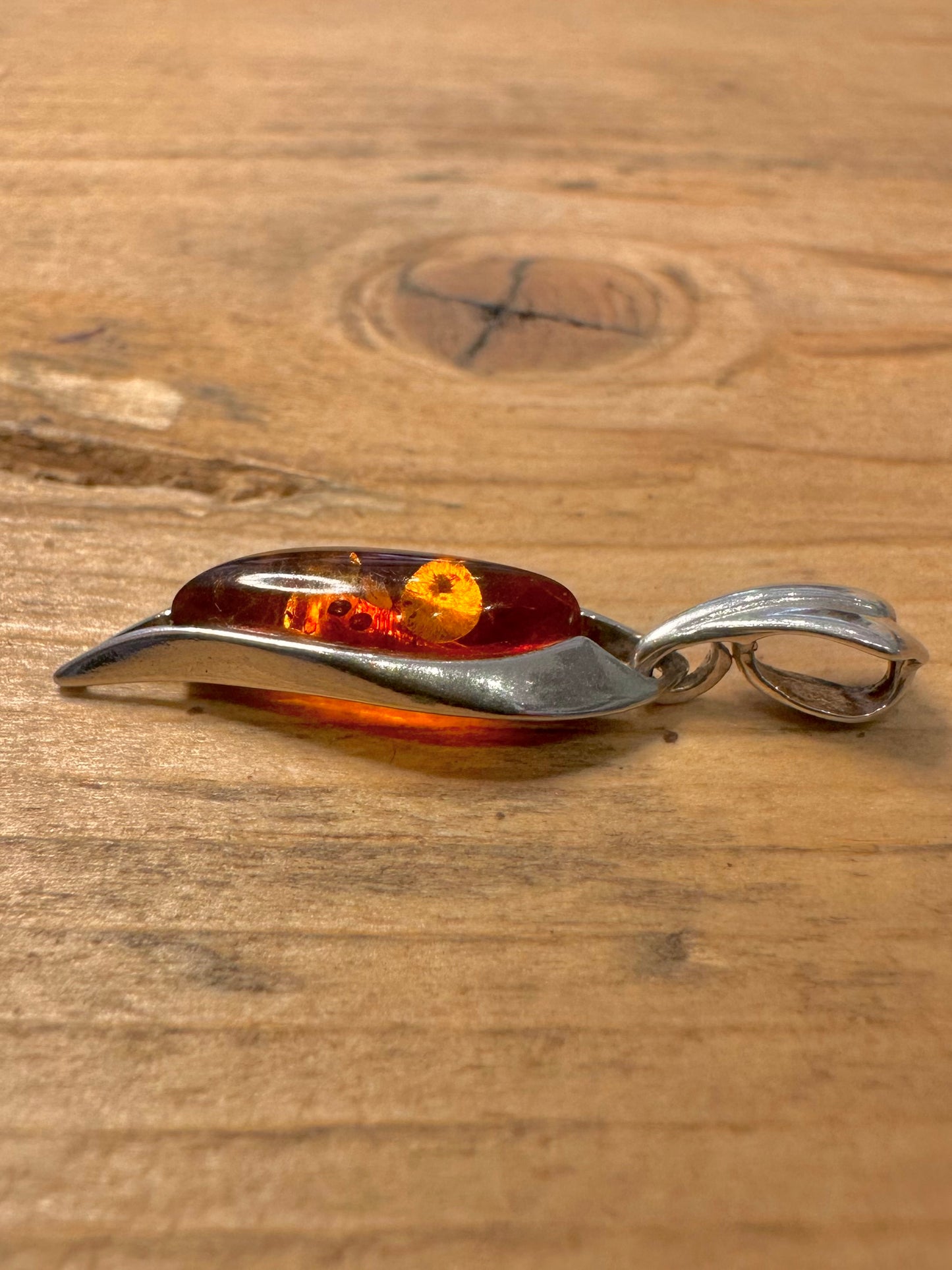 Abstract Amber 925 Silver Pendant
