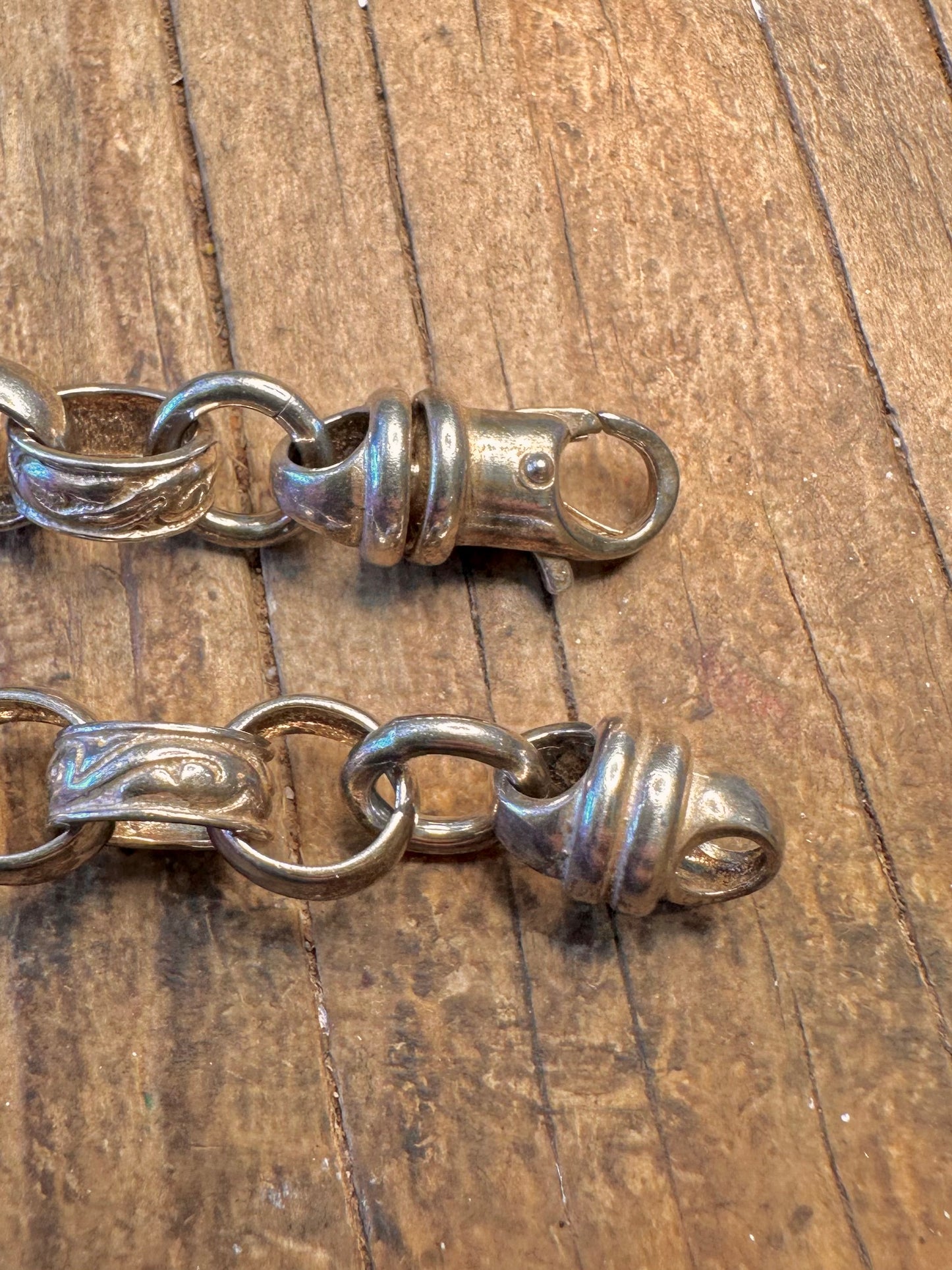 Rolo Belcher Patterned Textured Links 925 Sterling Silver 24 inch Necklace