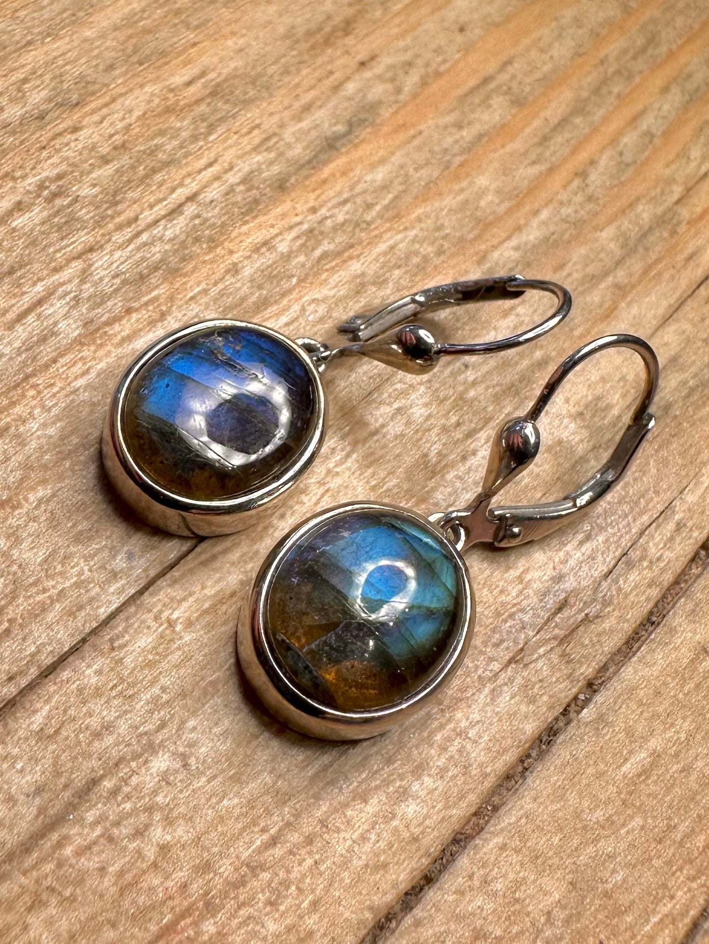 Vintage Labradorite 925 Sterling Silver Earrings