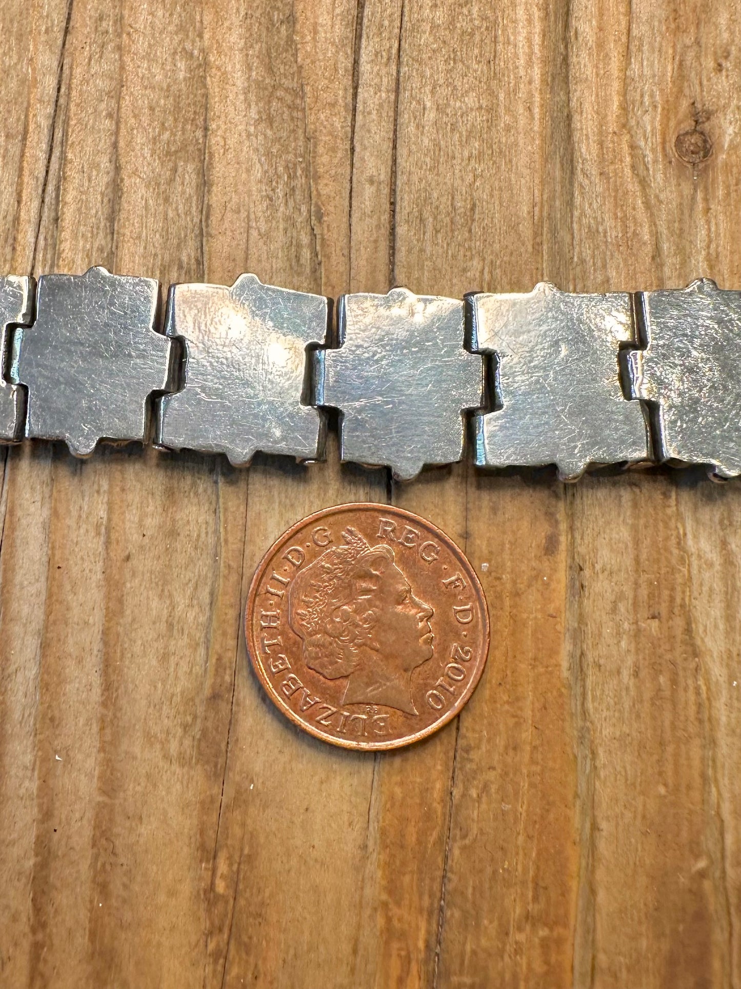 Native American Style Turquoise Three Row 925 Sterling Silver 7.2 inch Bracelet