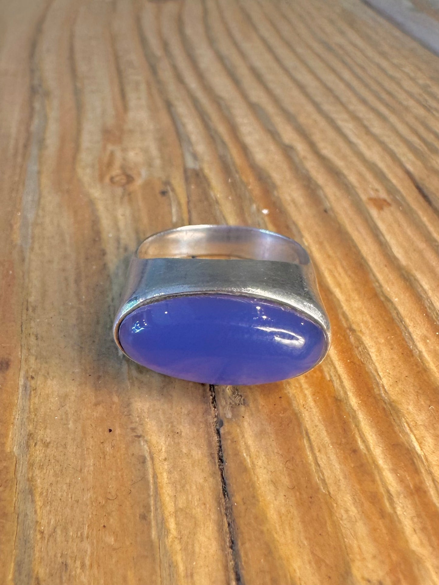 Blue Oval Shaped 925 Sterling Silver Size M Ring
