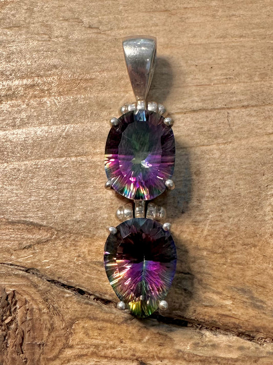 Modernist 2011 Mystic Topaz 925 Silver Pendant