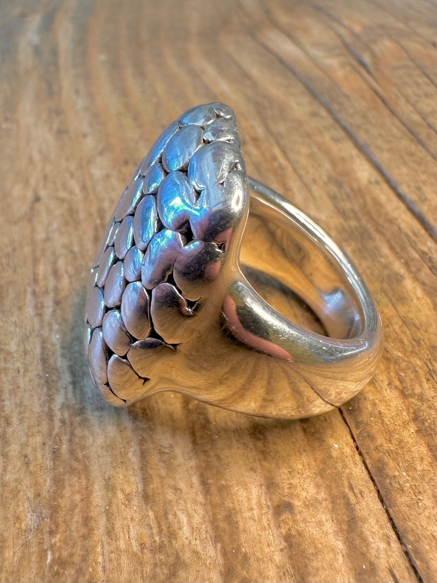 Abstract Pebble Style 925 Sterling Silver Size P Ring
