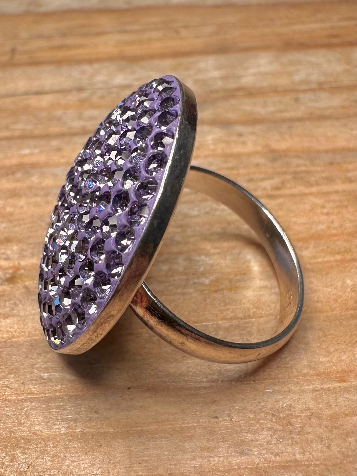 Modern Purple CZ Circle 925 Sterling Silver Size O1/2 Ring