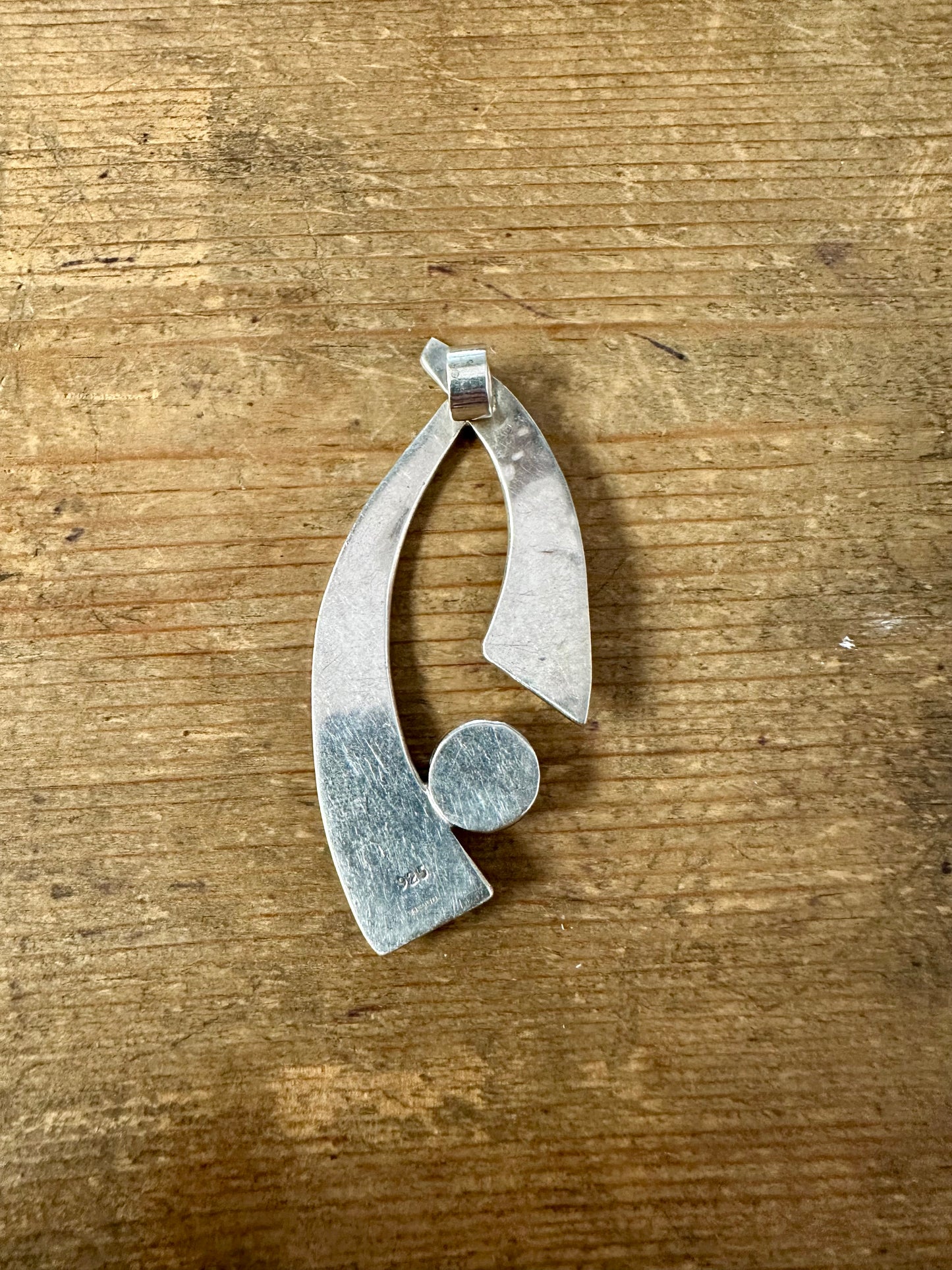 Abstract Hammered Plain 925 Silver Pendant