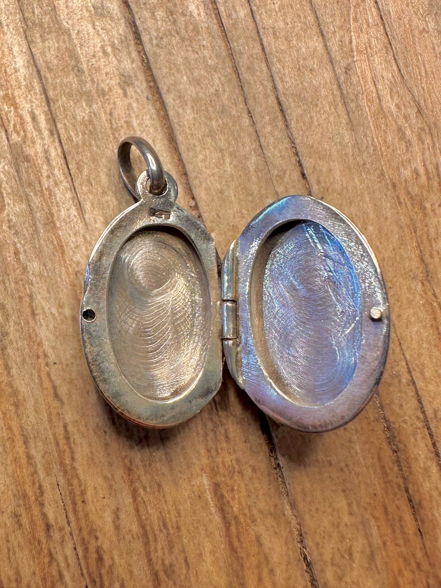 Vintage Sodalite Oval Locket 925 Sterling Silver Pendant