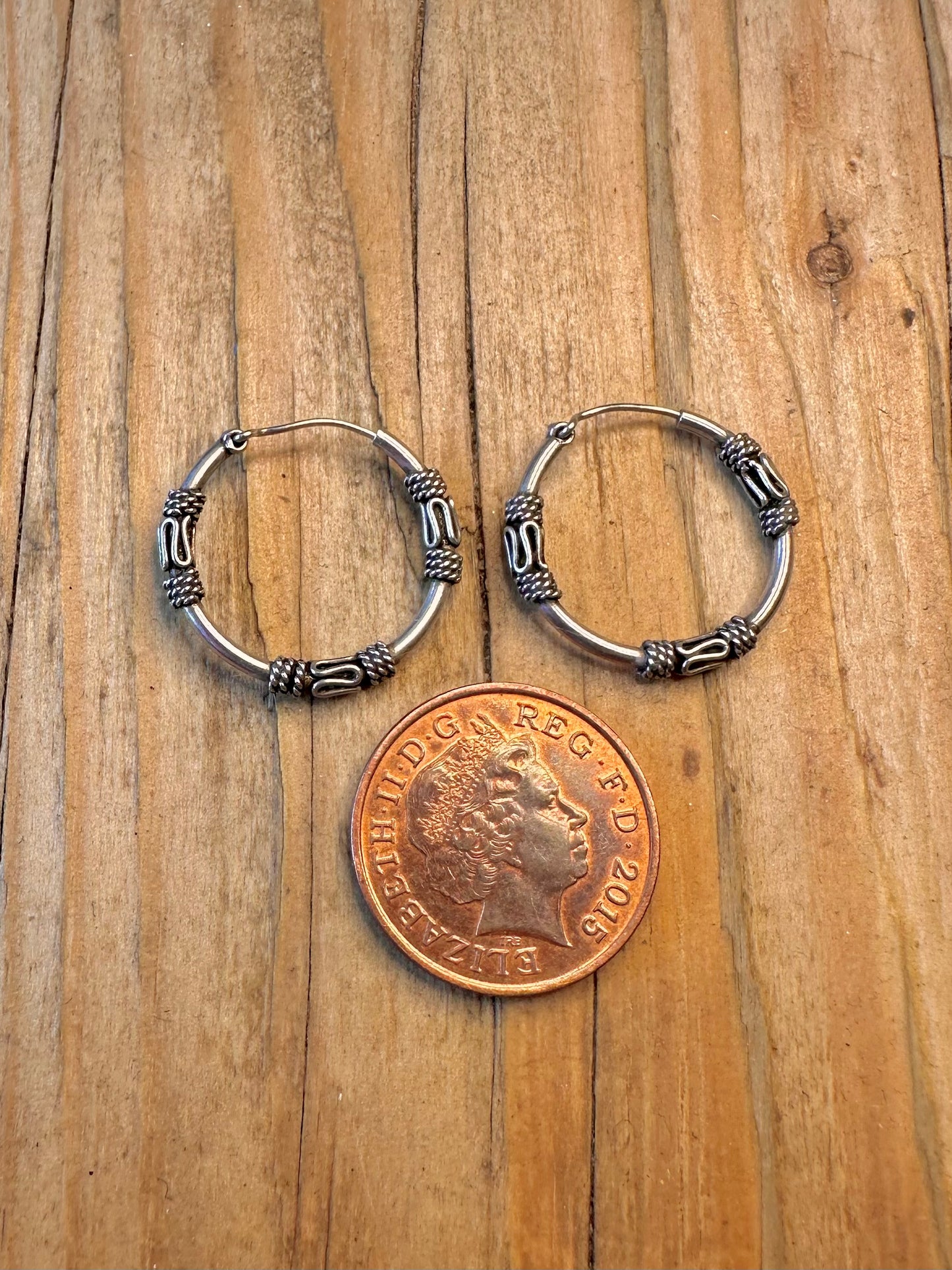 Bali Style Hoops 925 Sterling Silver Earrings