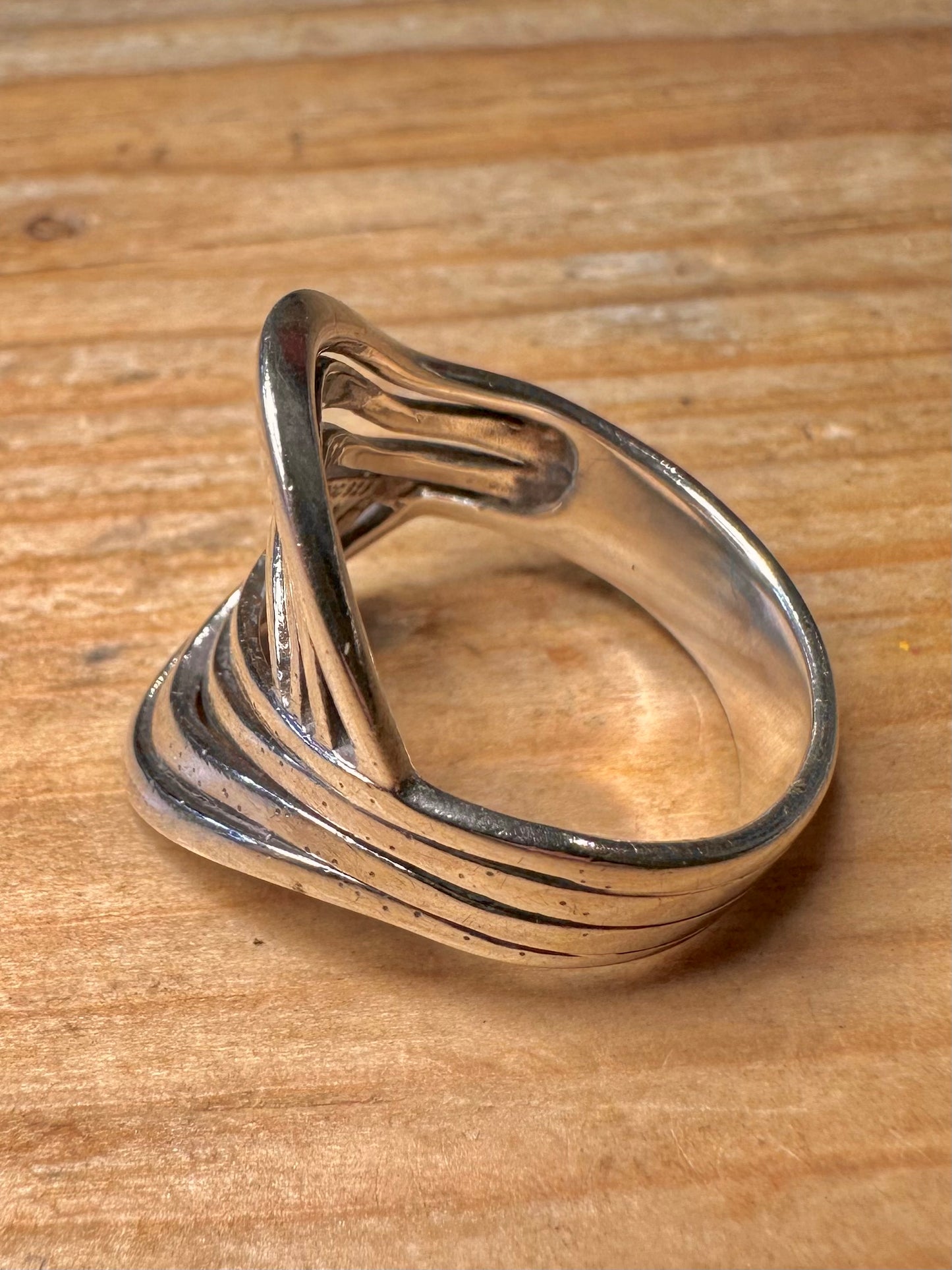Abstract Wavy 925 Sterling Silver Size S1/2 Ring