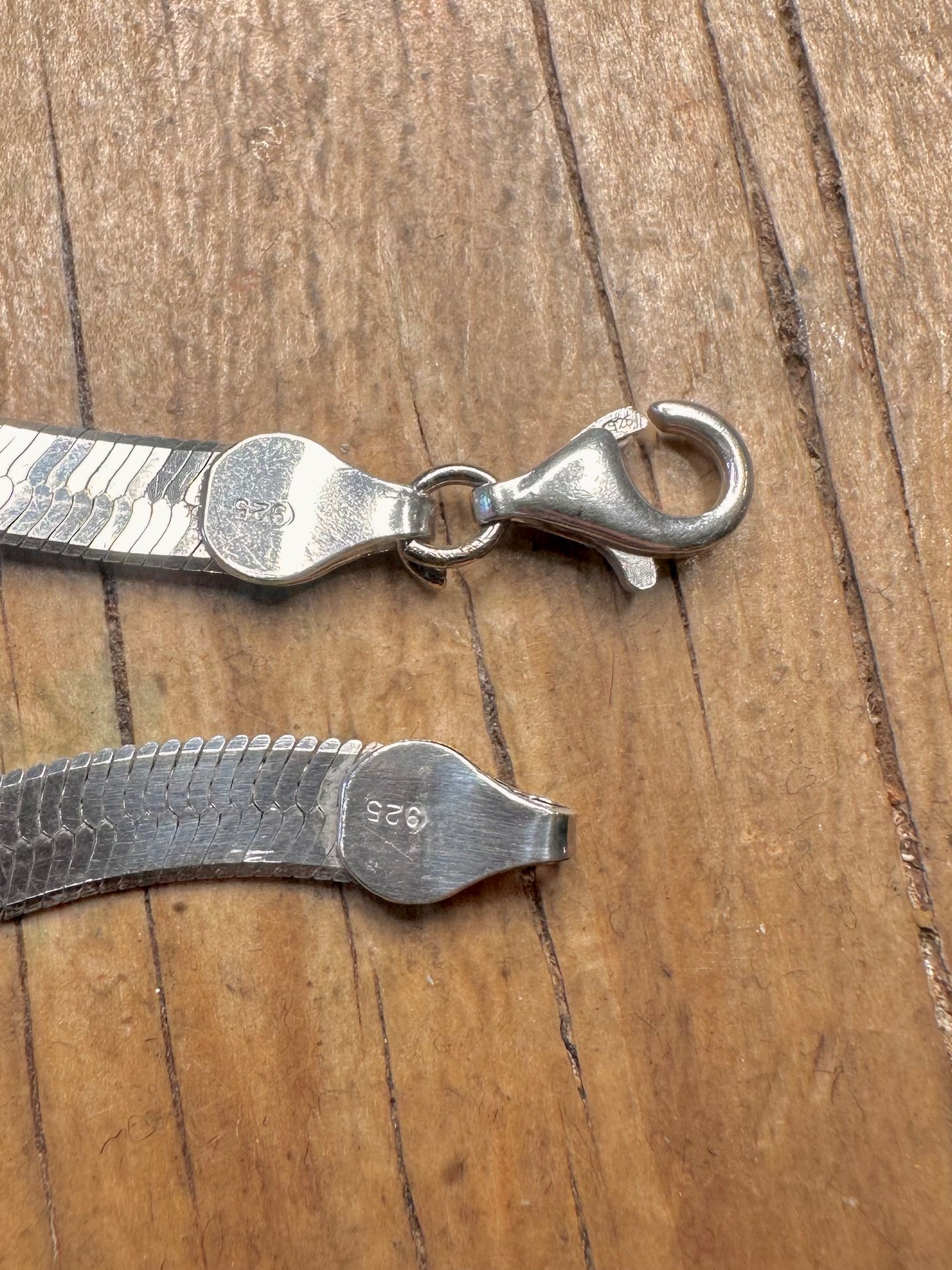 Vintage Fischgrätflacharmband aus 925er Sterlingsilber, 19 cm