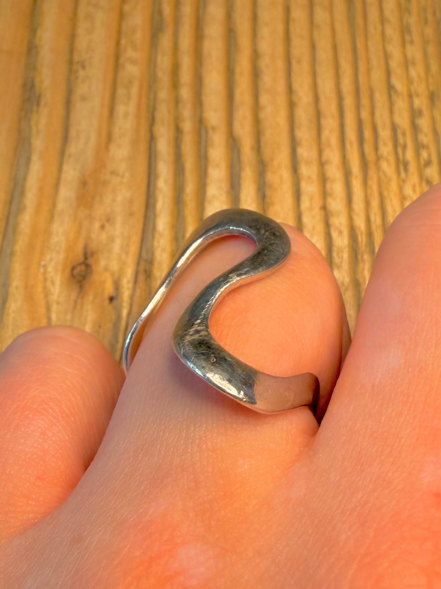 Abstract Wave 925 Sterling Silver Size T Ring