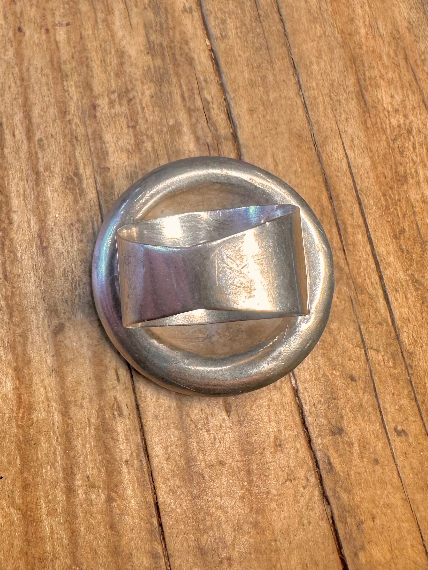 Abstract Disc Dome 925 Sterling Silver Size Q Ring