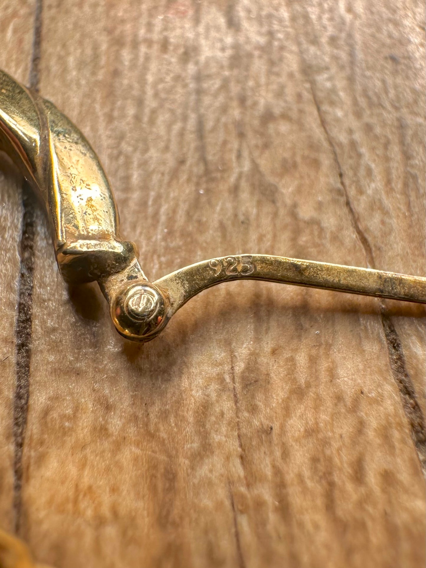 Vintage Twisted Style Hoops Gold on 925 Sterling Silver Earrings