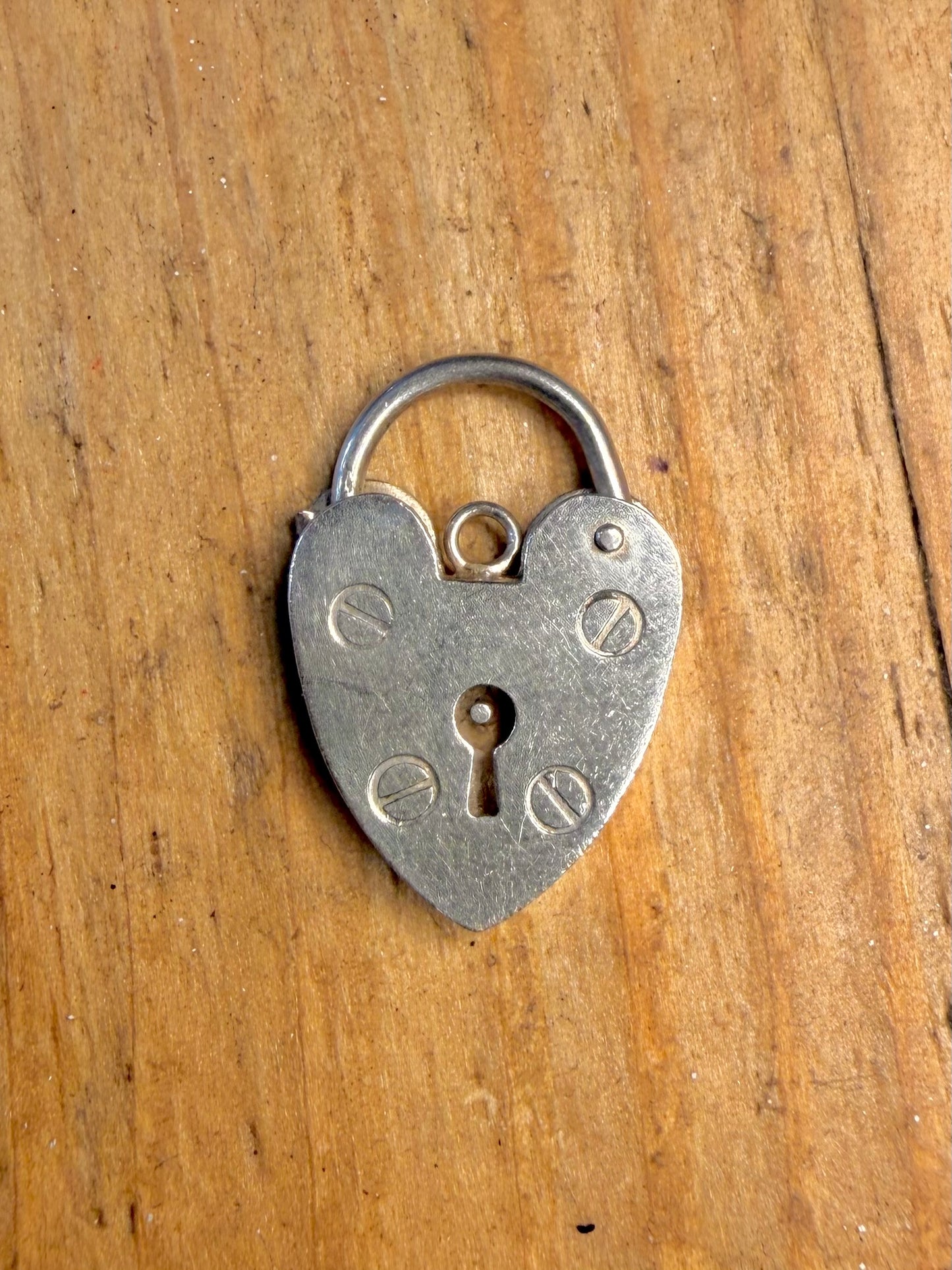 Heart Padlock 1977 Maker RP Hallmarked 925 Sterling Silver Pendant