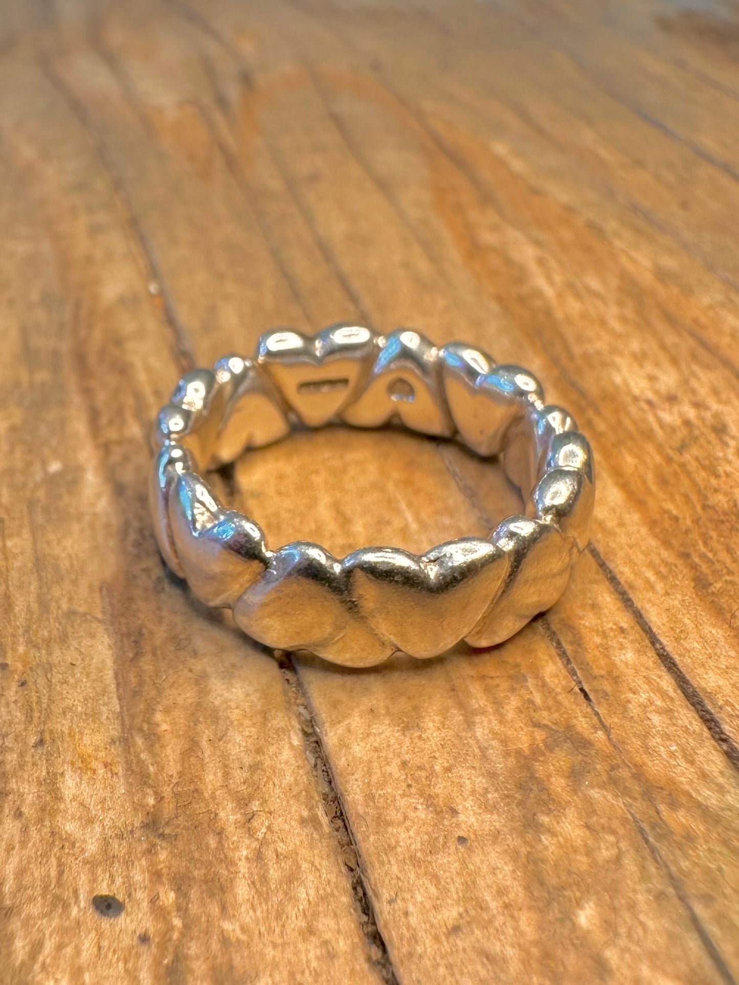Moderner Herzband-Ring aus 925er Sterlingsilber, Größe J1/2, Jahr 2002