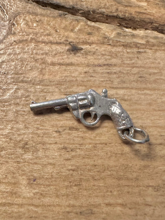 Vintage Revolver 925 Silver Charm Pendant