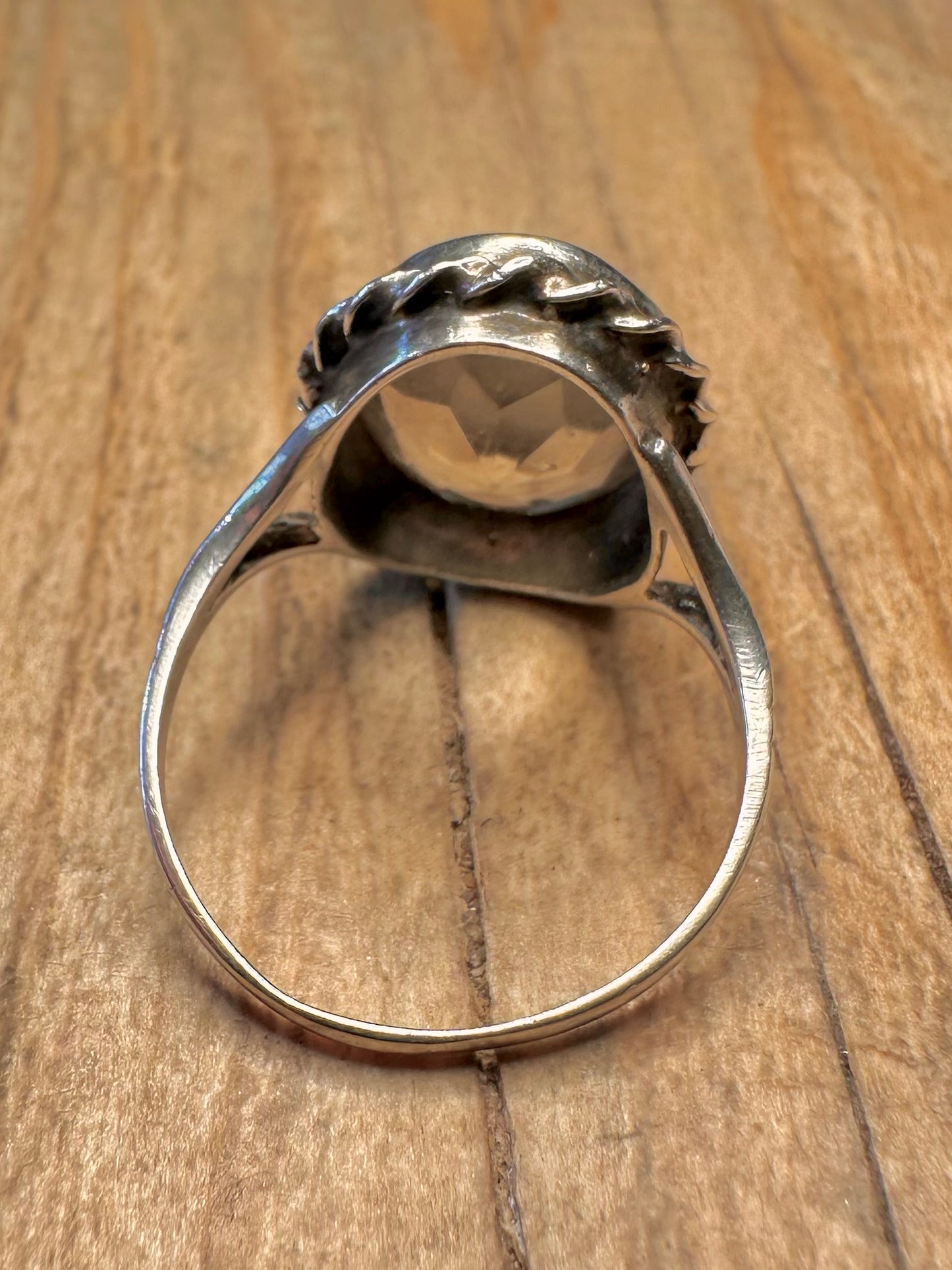 Vintage Quarts Oval 925 Sterling Silver Size S Ring