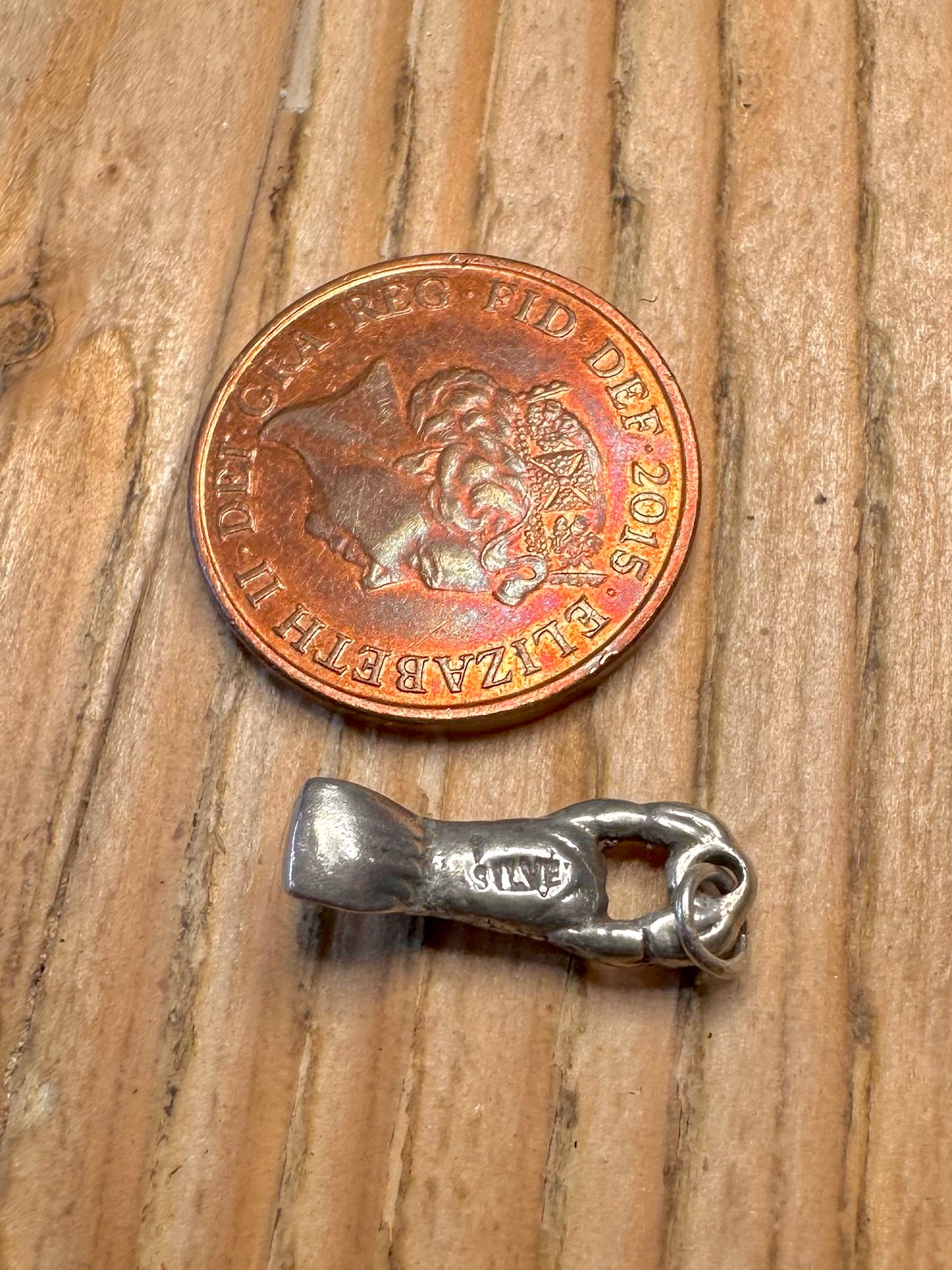 Vintage Shrimp 925 Sterling Silver Charm Pendant