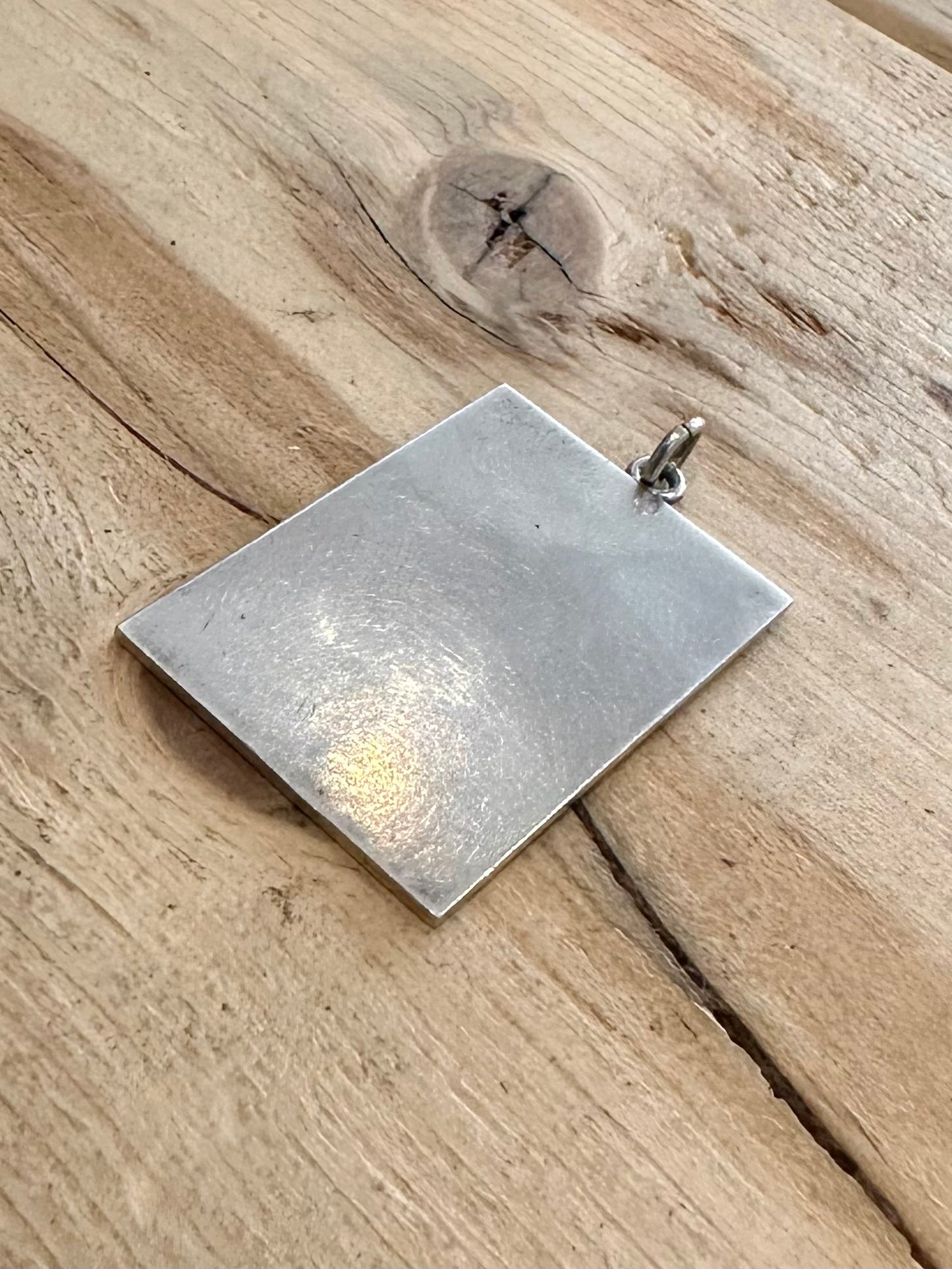 Vintage Rectangle Solid 925 Silver Pendant