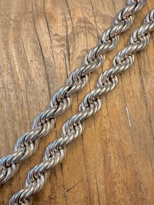 Chunky Rope Chain T Bar Clasp 925 Sterling Silver 18 inch Necklace