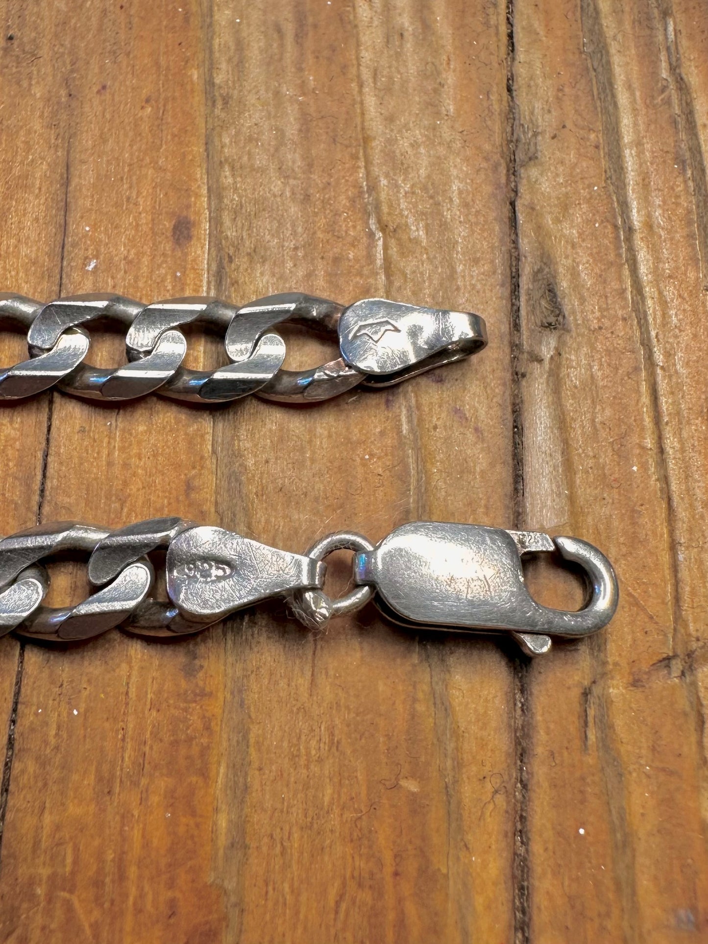 Lapis Lazuli Curb Chain 925 Sterling Silver 8 inch Bracelet