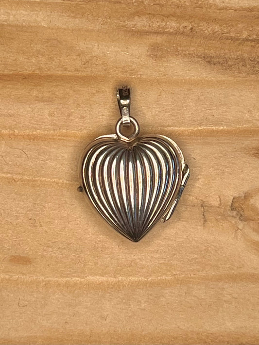 Textured Heart Shaped Locket 925 Sterling Silver Pendant