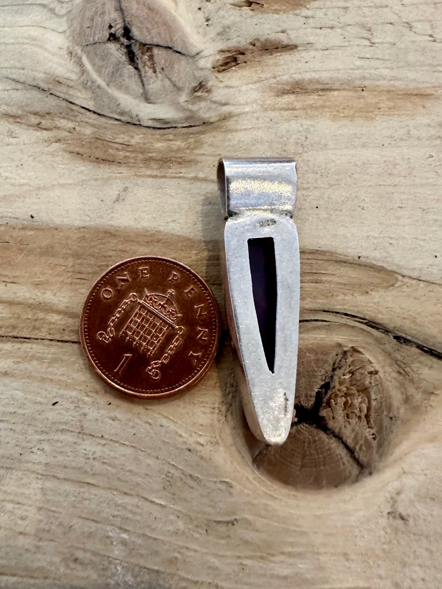 Abstract Amethyst Long 925 Silver Pendant