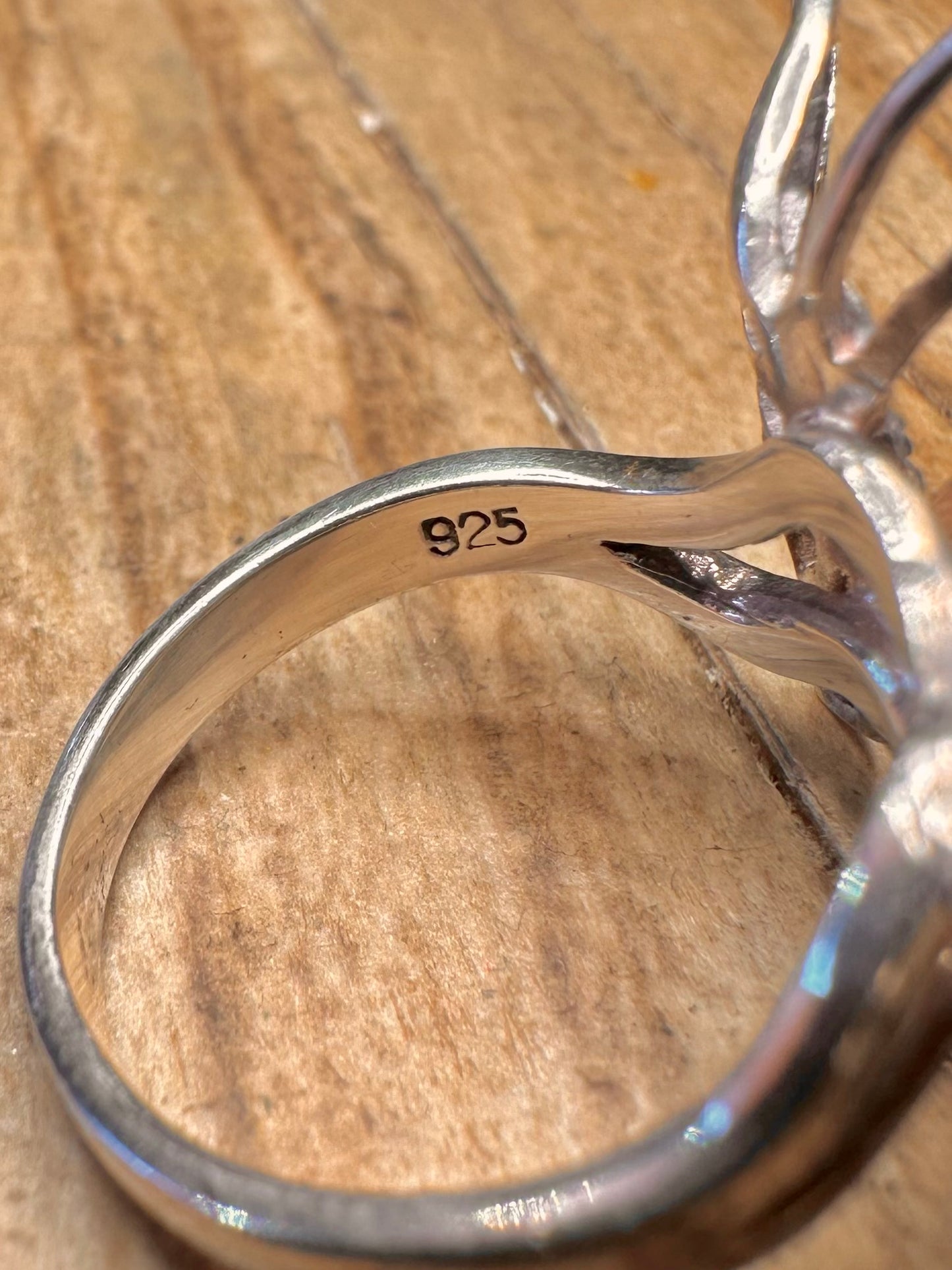 Vintage Double Butterfly 925 Sterling Silver Size N Ring