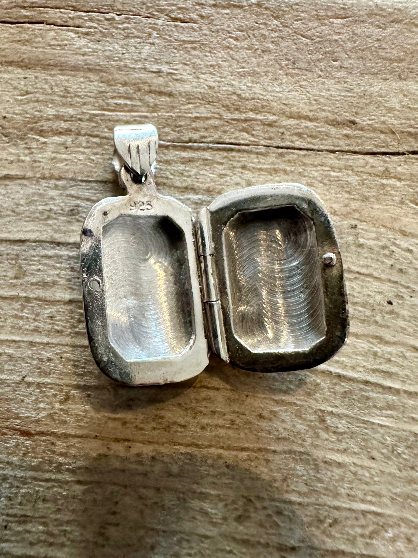 Vintage Rectangle Engraved 925 Silver Locket Pendant