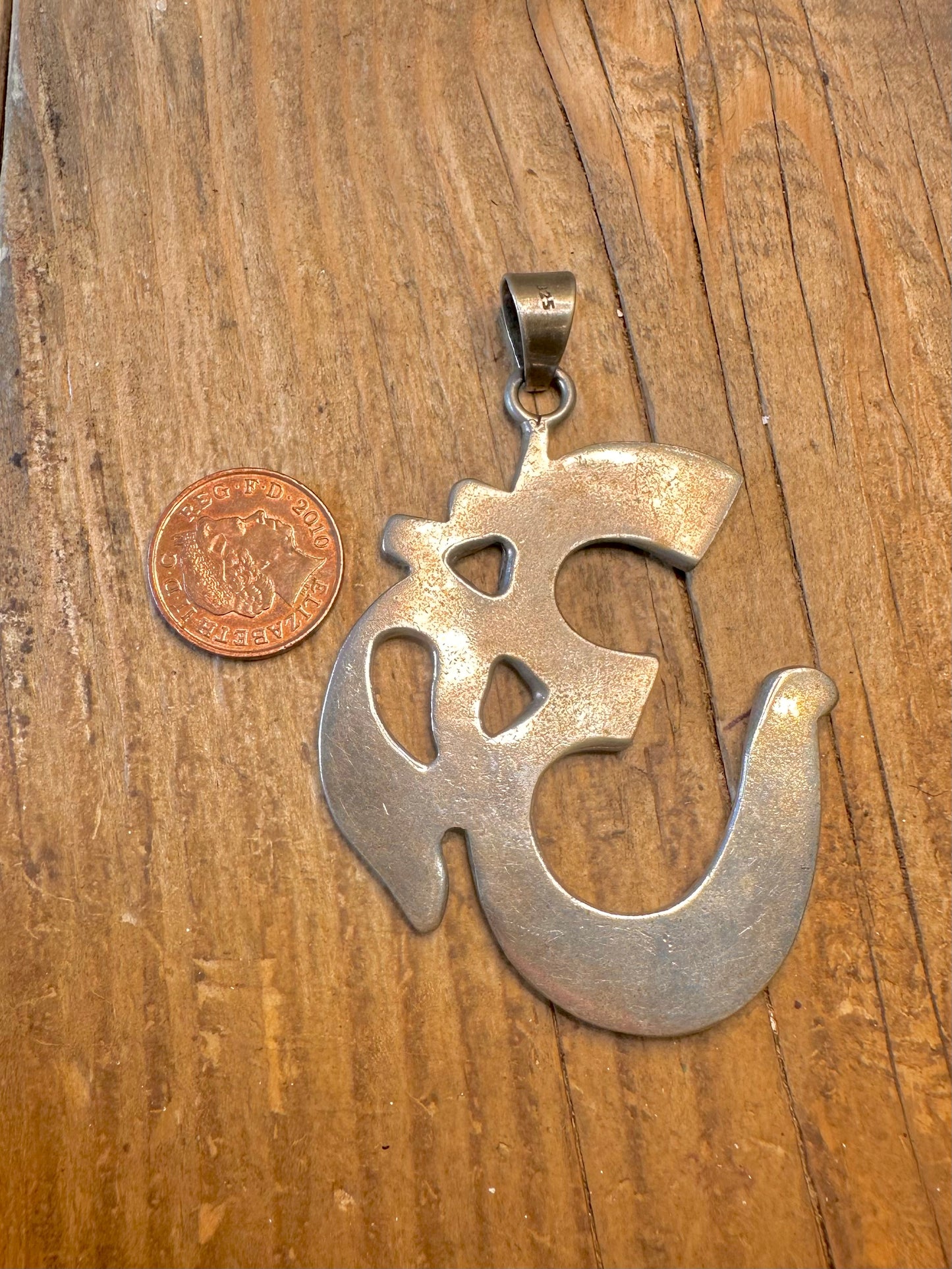 Large OM Heavy 925 Sterling Silver Pendant