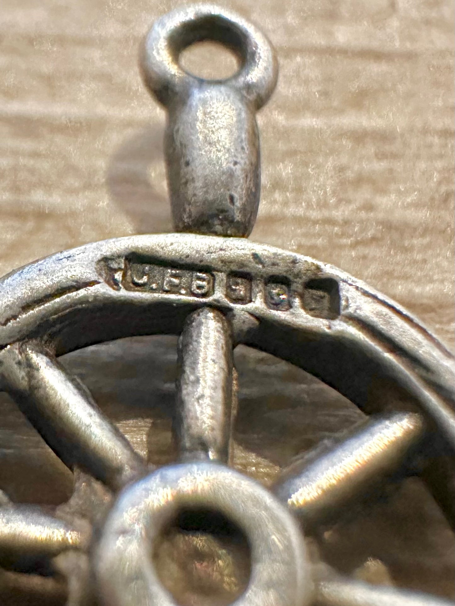 Vintage Ship Wheel Dublin Hallmarked 925 Silver Charm Pendant